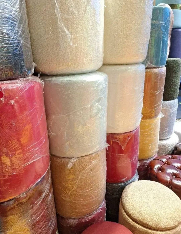 پاف گرد جنس پارچه مخمل درجه یک