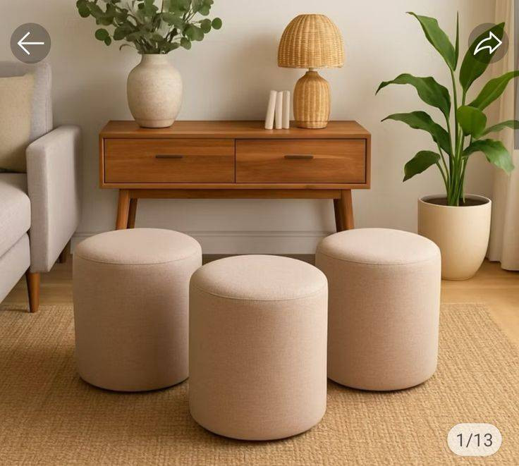 پاف مدل استوانه ای جنس پارچه چرم و پارچه