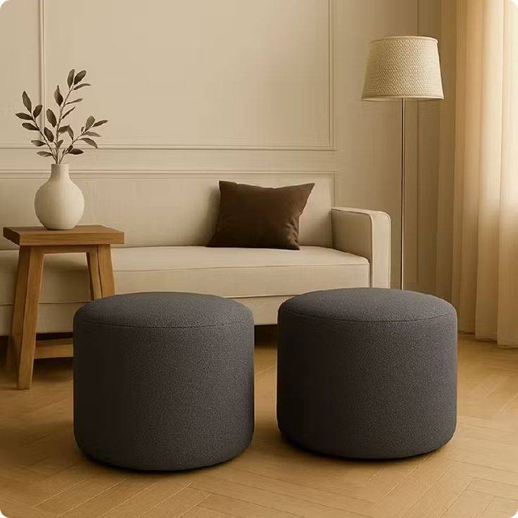 پاف مدد گرد پارچه چرم و پارچه