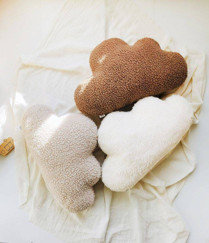 کوسن طرح ابر جنس پارچه تدی مجموعه ۳عددی