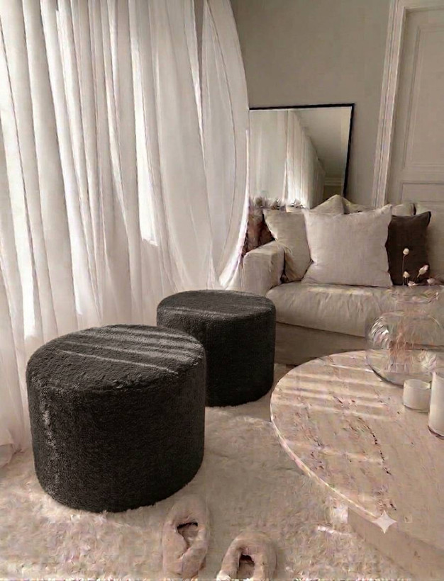 پاف استوانه ای جنس پارچه تدی