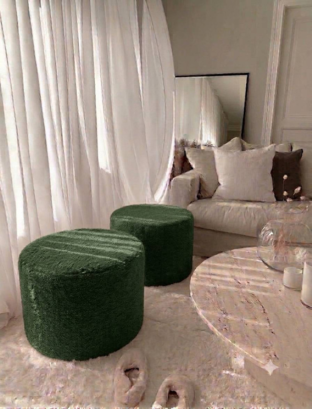 پاف گرد مدل ساده جنس پارچه تدی قطر ۶۰ارتفاع ۴۰