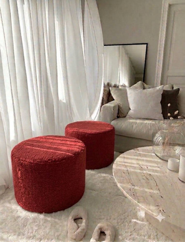 پاف گرد جنس پارچه تدی